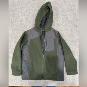 Lands End boys size 5-6 Green and Gray Hooded warm fleece Jacket